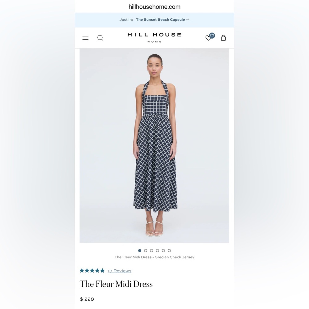Hill House Fleur midi dress Grecian check M NWT